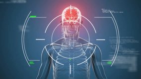 Animation of circles and computer language over illuminated brain in human body on blue background. Digitally generated, hologram, coding, shape, artificial intelligence, anatomy and technology. - Powered by Shutterstock - Get 15% off with code: PIKWIZARD15