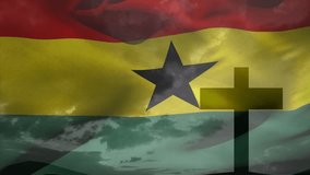 Animation of christian cross and flag of ghana. Christianity, faith and religion concept digitally generated video. - Powered by Shutterstock - Get 15% off with code: PIKWIZARD15