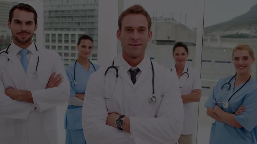 Animation of network of connections with icons over diverse doctors. Global medicine, healthcare, connections, computing and data processing concept digitally generated video. - Powered by Shutterstock - Get 15% off with code: PIKWIZARD15