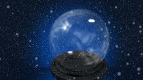 Animation of christmas snow globe over snow falling in winter scenery. Christmas, festivity, celebration and tradition concept digitally generated video. - Powered by Shutterstock - Get 15% off with code: PIKWIZARD15
