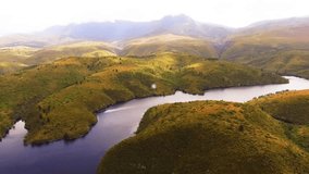 Animation of connected icons over aerial view of river between green landscape against sky. Digital composite, multiple exposure, communication, shopping, protection, nature and technology concept. - Powered by Shutterstock - Get 15% off with code: PIKWIZARD15