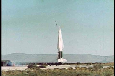 1950s - A guided missile launches into space.