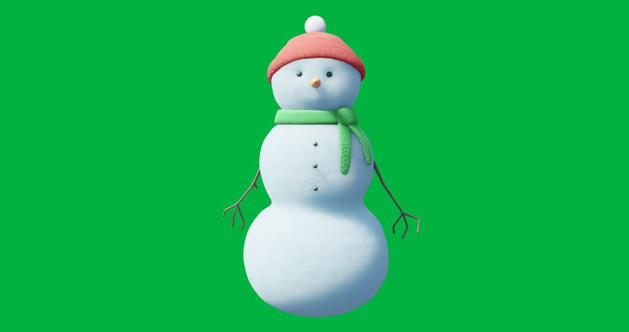 Animation of snowman in hat on transparent background. Winter, christmas, festivity, celebration and tradition concept digitally generated video.