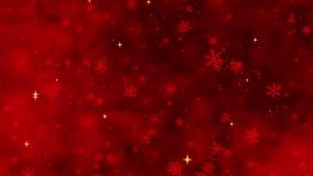 A Festive Looping Animation Featuring a Glittering Christmas Tree Surrounded by Shimmering Snowflakes Against a Vibrant Red Background. seamless loop - Powered by Shutterstock - Get 15% off with code: PIKWIZARD15