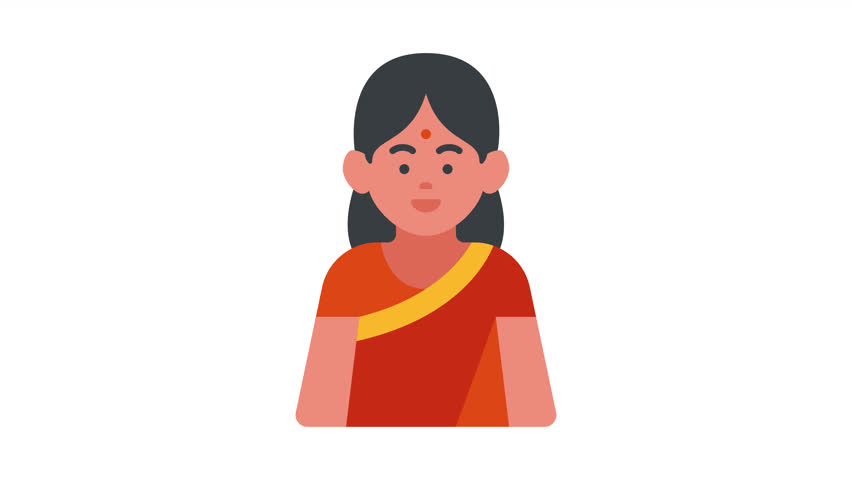 Woman wearing a traditional red sari with a yellow border, and a bindi on her forehead, symbolizing indian culture and heritage.