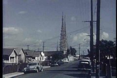 1950s - Simon Rodilla works on the Watts Towers in Los Angeles in 1957.