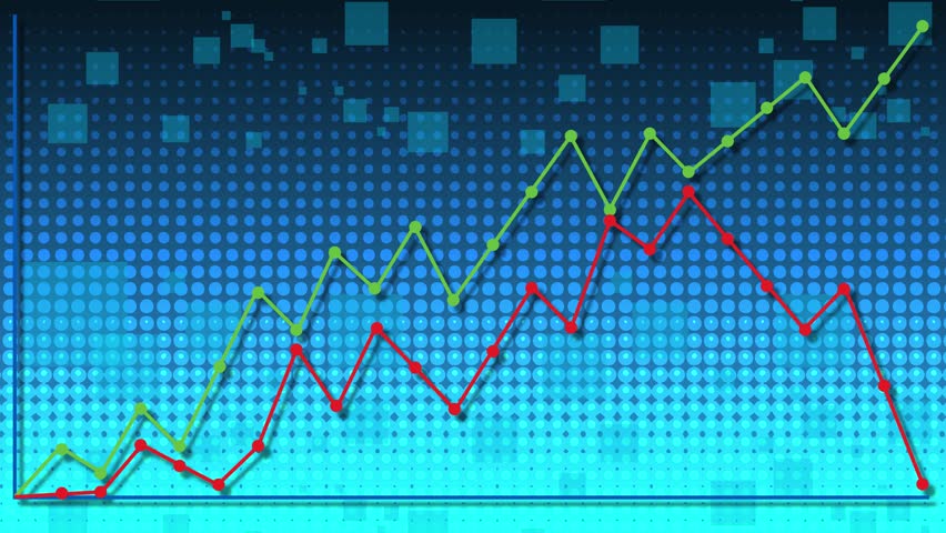 Dynamic line graphs animate upward on digital blue grid background, illustrating global economic data trends - Powered by Shutterstock - Get 15% off with code: PIKWIZARD15