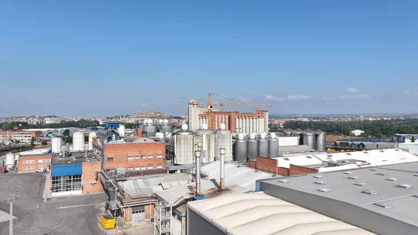 Aerial views of a beer factory