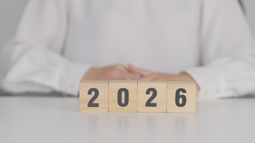 2025 year change to 2026 year block with magnifying glass icon. SEO, Search Engine Optimization, hiring , Advertising, Idea, Strategy, marketing, Keyword, Content and New Year start concepts