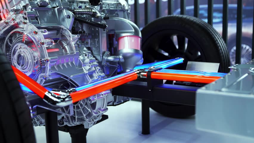EV electric car technology charging. Green motor mobility concept presented at IAA Mobility Munich