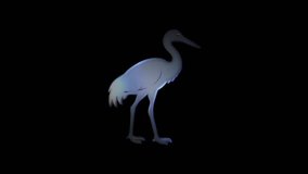 Delicate glass heron sculpture rotating, showcasing transparent design with light reflections against sleek black backdrop - Powered by Shutterstock - Get 15% off with code: PIKWIZARD15