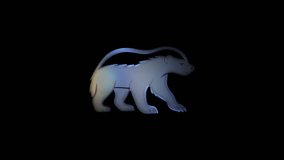 Holographic polar bear rotating against black backdrop, showcasing iridescent digital animation with colorful reflective transformations - Powered by Shutterstock - Get 15% off with code: PIKWIZARD15