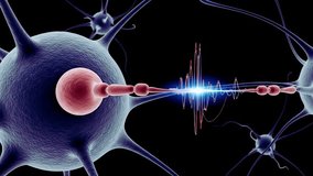 Dynamic illustration of brain neurons firing electrical signals through synapses, representing neural communication, brain activity, and advanced neuroscience visualization. - Powered by Shutterstock - Get 15% off with code: PIKWIZARD15