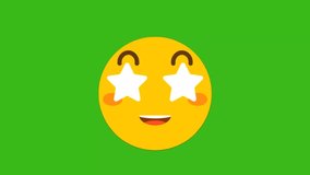 Animated emoji with stars for eyes on green screen. Expressing excitement, amazement, or being starstruck - Powered by Shutterstock - Get 15% off with code: PIKWIZARD15