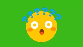 Animated confused emoji with question marks on green screen. Ideal for confusion, questions, or brainstorming videos - Powered by Shutterstock - Get 15% off with code: PIKWIZARD15
