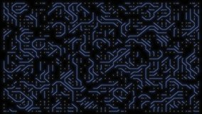 Futuristic animation of a blue computer board. Neon circuit network fades into floating dots and lines. - Powered by Shutterstock - Get 15% off with code: PIKWIZARD15