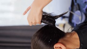 The hairdresser carefully and thoroughly wraps the hair in plait to withstand the time with the mask. High quality 4k footage - Powered by Shutterstock - Get 15% off with code: PIKWIZARD15