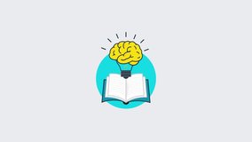 Book and Lightbulb with  Brain Animation | Power of Knowledge and Creative Thinking Concept | Education and Innovation 4K Motion Graphic  - Powered by Shutterstock - Get 15% off with code: PIKWIZARD15