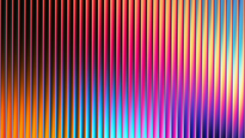Vibrant flowing waves of rainbow color shimmer through ribbed glass reminds of sunlight, ocean breeze and endless summer. Bold dynamic design blending smooth tones and radiant colors. Seamless loop