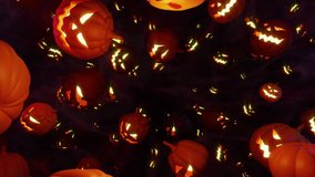 Pumpkin In The Night, 3D motion scene featuring glowing jack o lantern, mysterious fog, and eerie lighting, perfect for Halloween advertising, spooky intros, and cinematic visuals. - Powered by Shutterstock - Get 15% off with code: PIKWIZARD15