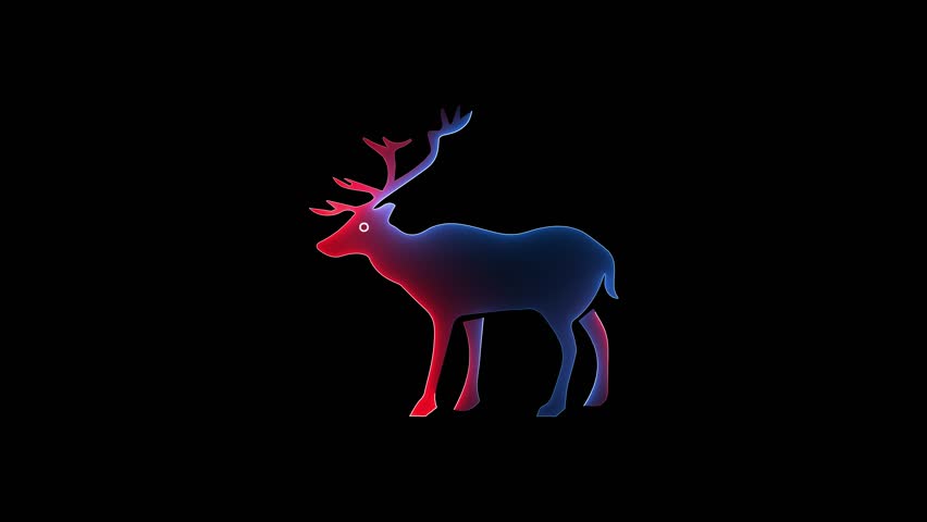 The deer beautiful forest looks saber animation with black background.