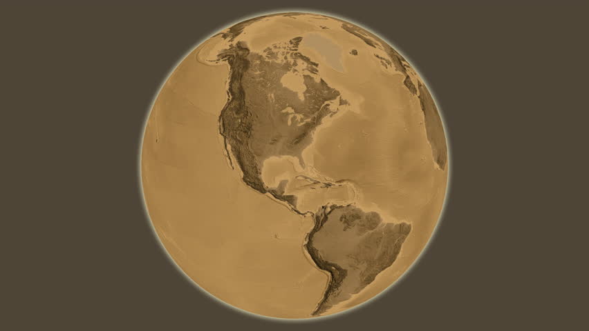 South Africa on the globe. Outline. Sepia elevation map