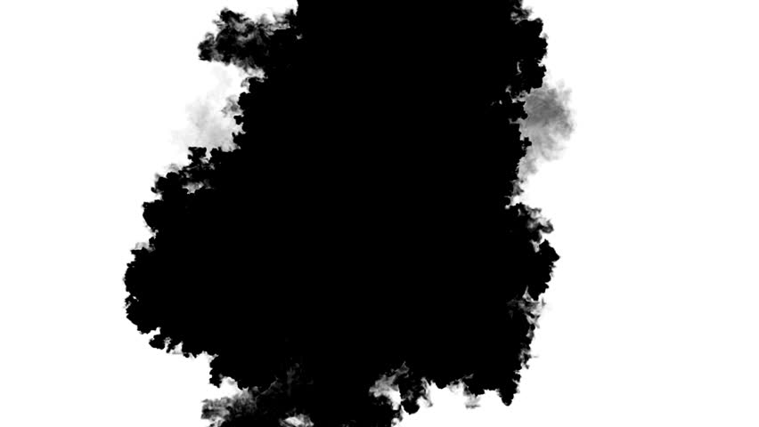 Swirling smoke or ink fluid transition effect. Steam, dust explosion. Black on white background