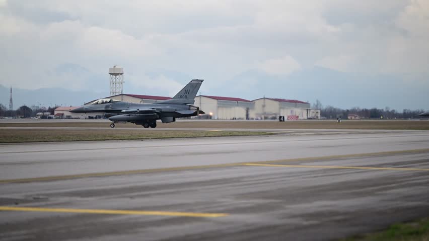 F-16 Fighting Falcon aircraft into a flow through during Beverly Pack 25-1 at Kunsan Air Base, Republic of Korea, Jan. 14, 2025. 