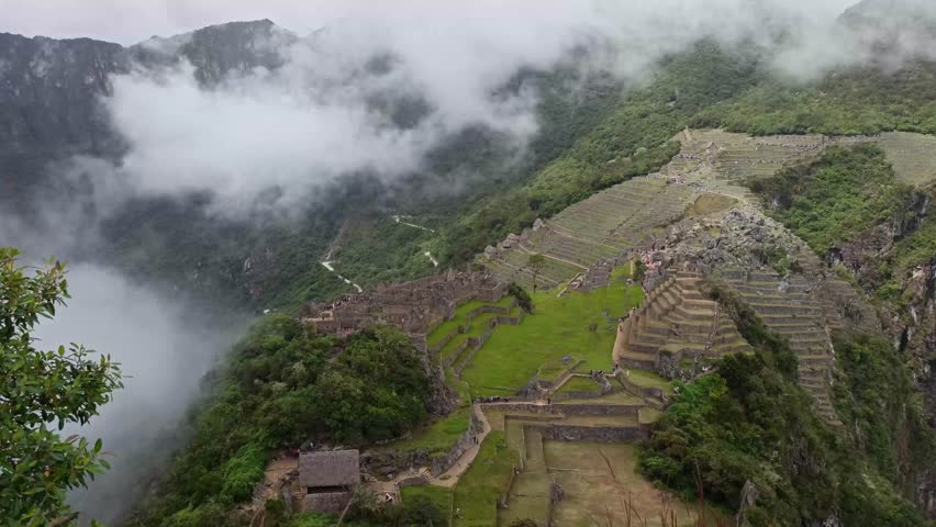 Machu Picchu ancient city view from Huchu