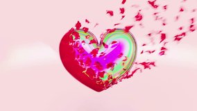 Rainbow glass heart with red seashell isolated on pink background, symbolizing love, diversity, creativity, and romantic summer aesthetics. - Powered by Shutterstock - Get 15% off with code: PIKWIZARD15
