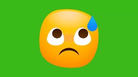 Worried emoji with a sweat drop, animated on green screen. Anxious, nervous, 3D render - Powered by Shutterstock - Get 15% off with code: PIKWIZARD15