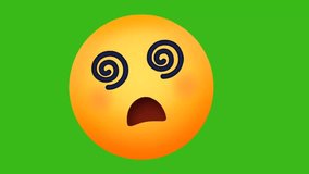 Dizzy emoji with swirling eyes, animated on green screen. Confused, disoriented, 3D render - Powered by Shutterstock - Get 15% off with code: PIKWIZARD15
