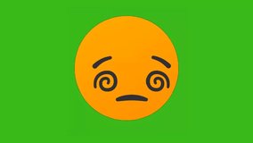 Dizzy emoji with swirling eyes, animated on green screen. Confused, disoriented, 3D render - Powered by Shutterstock - Get 15% off with code: PIKWIZARD15