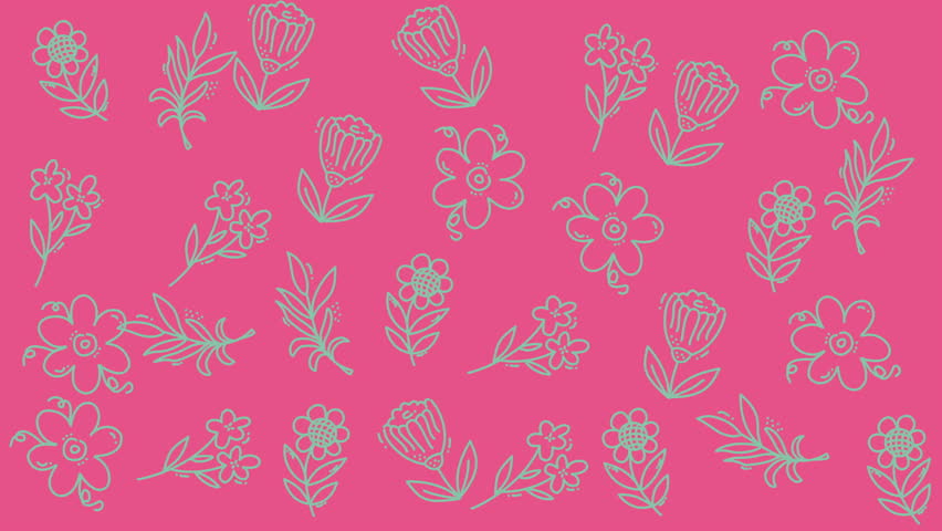 Gray floral drawings on pink background ideal for greeting cards, stationery, and feminine designs. Perfect for web graphics and social media posts.