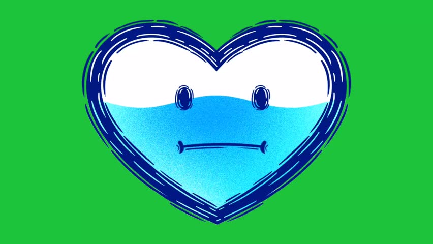Happy blue heart emoji with textured strokes on green screen. Cute, cheerful, love, emotion - Powered by Shutterstock - Get 15% off with code: PIKWIZARD15