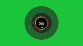 Futuristic dashboard display with speed, RPM, and gear on green screen. Sci-fi UI, car tech - Powered by Shutterstock - Get 15% off with code: PIKWIZARD15