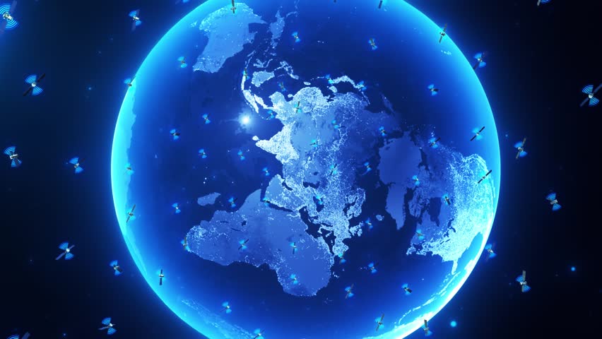 Starlink satellites orbiting the Earth in space
