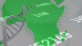 Animation of changing numbers and spinning dna structure over breaking news text banner over globe. Global networking and business technology concept - Powered by Shutterstock - Get 15% off with code: PIKWIZARD15