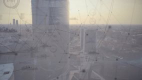 Animation of network of connections with icons over delivery drone with parcel. Global business digital interface technology and networking concept digitally generated video. - Powered by Shutterstock - Get 15% off with code: PIKWIZARD15