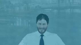 Animation of data processing and question marks over caucasian businessman thinking. Global business, finance, computing and data processing concept digitally generated video. - Powered by Shutterstock - Get 15% off with code: PIKWIZARD15