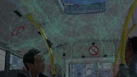 Animation of network of connections over diverse business people in bus. Global business, connections and digital interface concept digitally generated video. - Powered by Shutterstock - Get 15% off with code: PIKWIZARD15