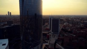 Animation of trading board over aerial view of modern city in background. Digital composite, multiple exposure, stock market, investment, skyscrapers, architecture, drone and technology concept. - Powered by Shutterstock - Get 15% off with code: PIKWIZARD15