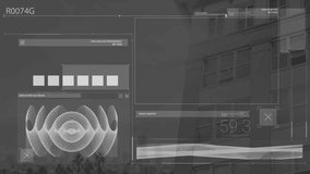 Animation of scope and data processing over cityscape. Global business, finances, computing and data processing concept digitally generated video. - Powered by Shutterstock - Get 15% off with code: PIKWIZARD15