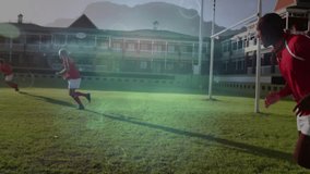 Camera focusing on lead runner in field and activating sports HUD overlays tracking sprint metrics. Athletes, performance, speed, telemetry, biomechanics, sportstechnology, outdoortraining - Powered by Shutterstock - Get 15% off with code: PIKWIZARD15