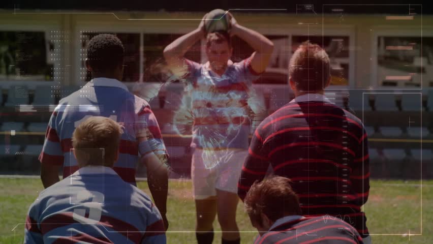 Hooker bringing rugby ball overhead launching lineout, teammates lifting jumper securing possession. Athletic, teamwork, outdoor, competition, dynamic, sportive, strength