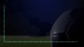 Performance graph trending causing foot striking soccer ball on pitch and goalkeeper diving saving. Sports, analytics, action, stadium, competition, agility, strategy - Powered by Shutterstock - Get 15% off with code: PIKWIZARD15