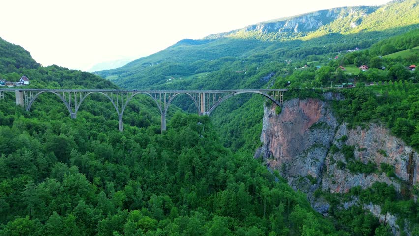 The Đurđevića Tara Bridge across Tara Canyon, Durmitor National Park, Aerial