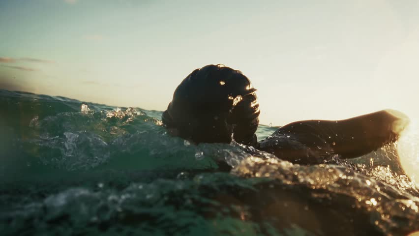 Triathlete Sports Recreation Swimming Workout. Triathlete Swim Endurance Sport Triathlon Competition. Swimmer Workout Training Triathlon Competition In Open Water. Swimmer Sport Recreation Exercising