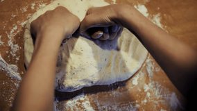 Chef In Bakery. Baker Kneading Dough Making Bread Pastry. Chef With Flour Make Pasta. Baker Hands On Cuisine Bread Or Pie. Kneading Dough For Bread Making. Making Pizza Dough In Italian Restaurant - Powered by Shutterstock - Get 15% off with code: PIKWIZARD15