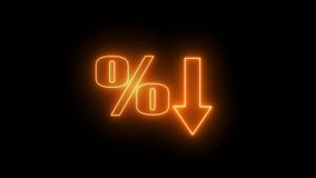 Neon orange down arrow motion, percentage fall indicator, digital economic downturn animation - Powered by Shutterstock - Get 15% off with code: PIKWIZARD15